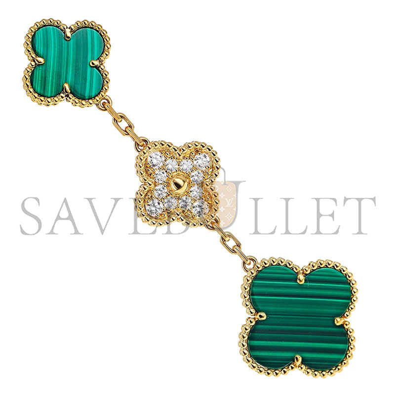 v*n cl**f arpels magic alhambra D1am0nd malachite earrings